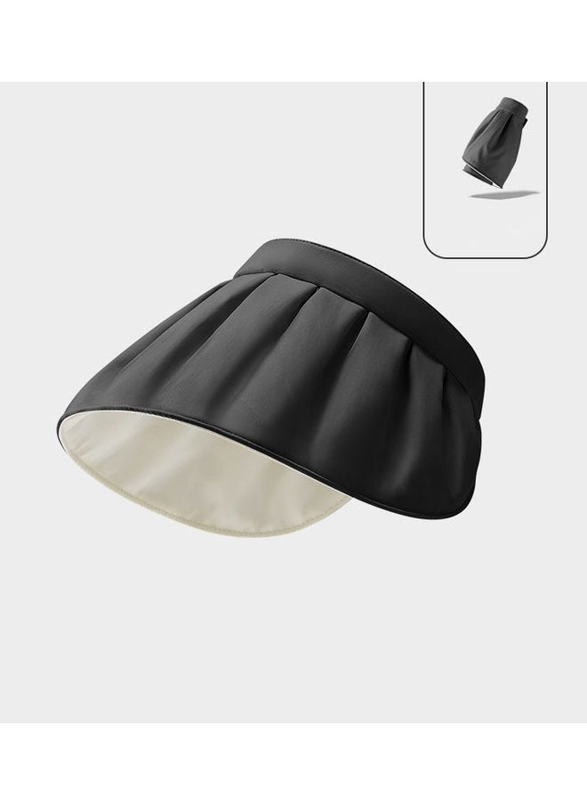 Black Women's Summer Shell Hat Sun Hat Anti-UV Wide Brim Summer Beach Hat Women's Foldable Hat Ideal for Casual Daily Wear or Outdoor Cycling