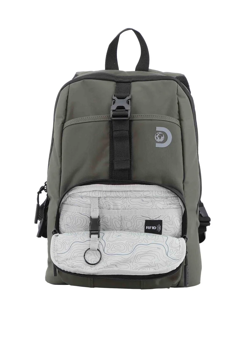 Discovery Khaki Discovery SHIELD RPET Polyester Urban Backpack Khaki, Durable Water Resistant Causal Daypack With Padded RFID Pocket, Outdoor Travel Business Bag For Men And Women.  | Best Price UAE