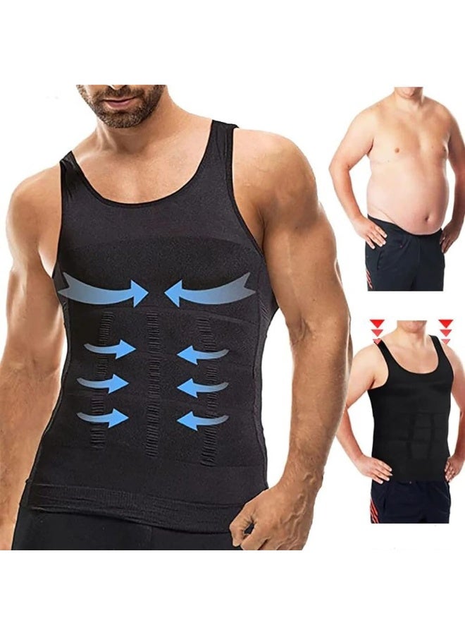 （2PCS）Slimming Body Shaper Vest For Men ,Black/White,(Size S/M/L/XL/XXL) - Image 4