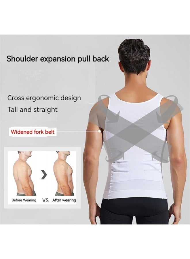 （2PCS）Slimming Body Shaper Vest For Men ,Black/White,(Size S/M/L/XL/XXL) - Image 2