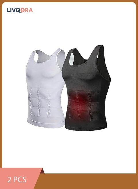 （2PCS）Slimming Body Shaper Vest For Men ,Black/White,(Size S/M/L/XL/XXL)
