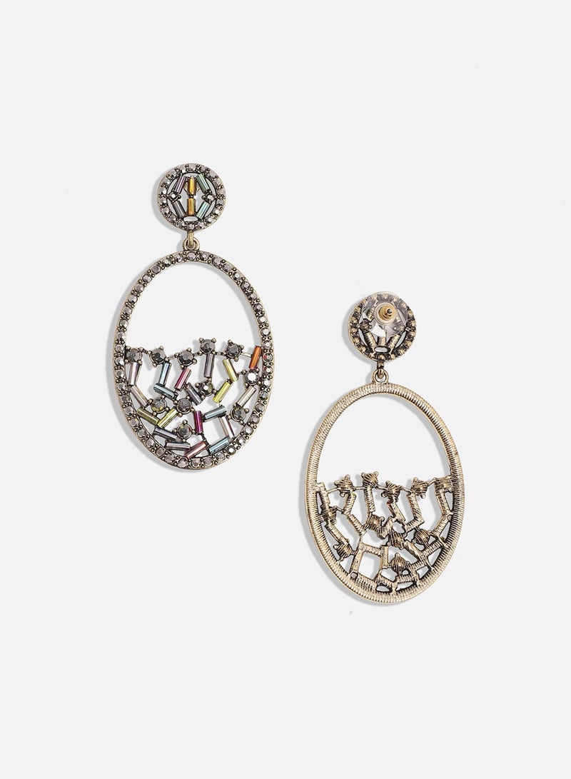 SOHI Circular Abstract Crystal Artificial Drop Earring Jewellery - Image 3