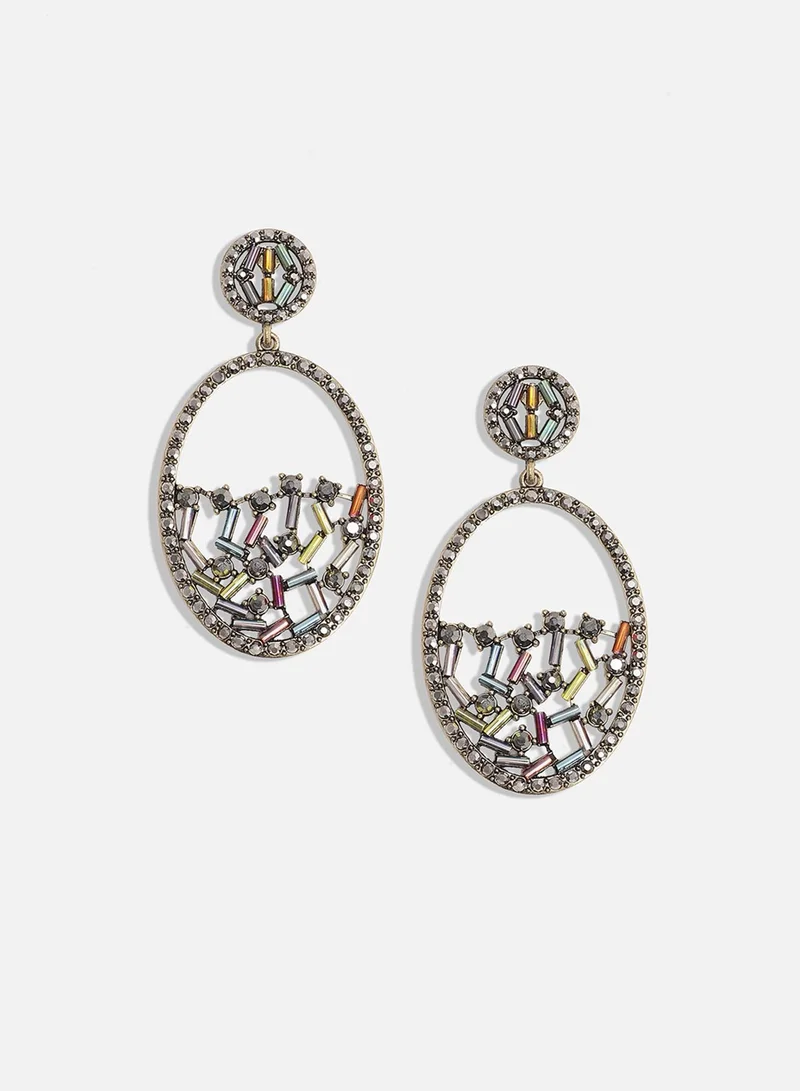 SOHI Circular Abstract Crystal Artificial Drop Earring Jewellery