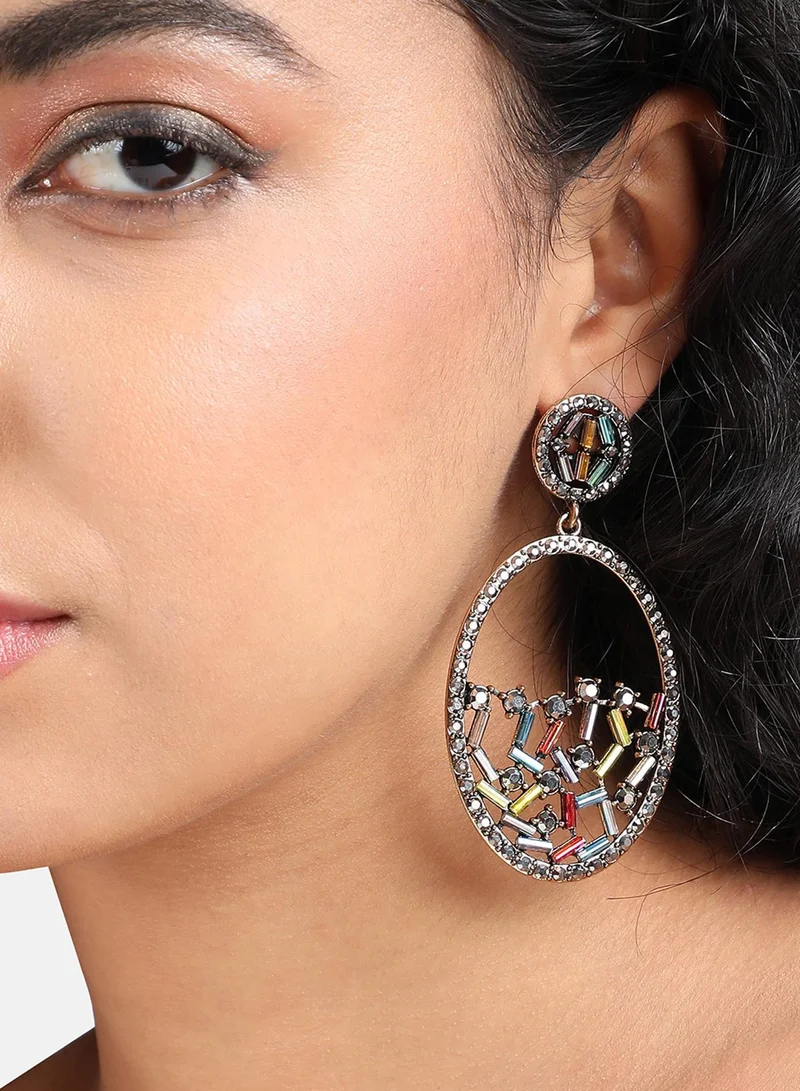 SOHI Circular Abstract Crystal Artificial Drop Earring Jewellery