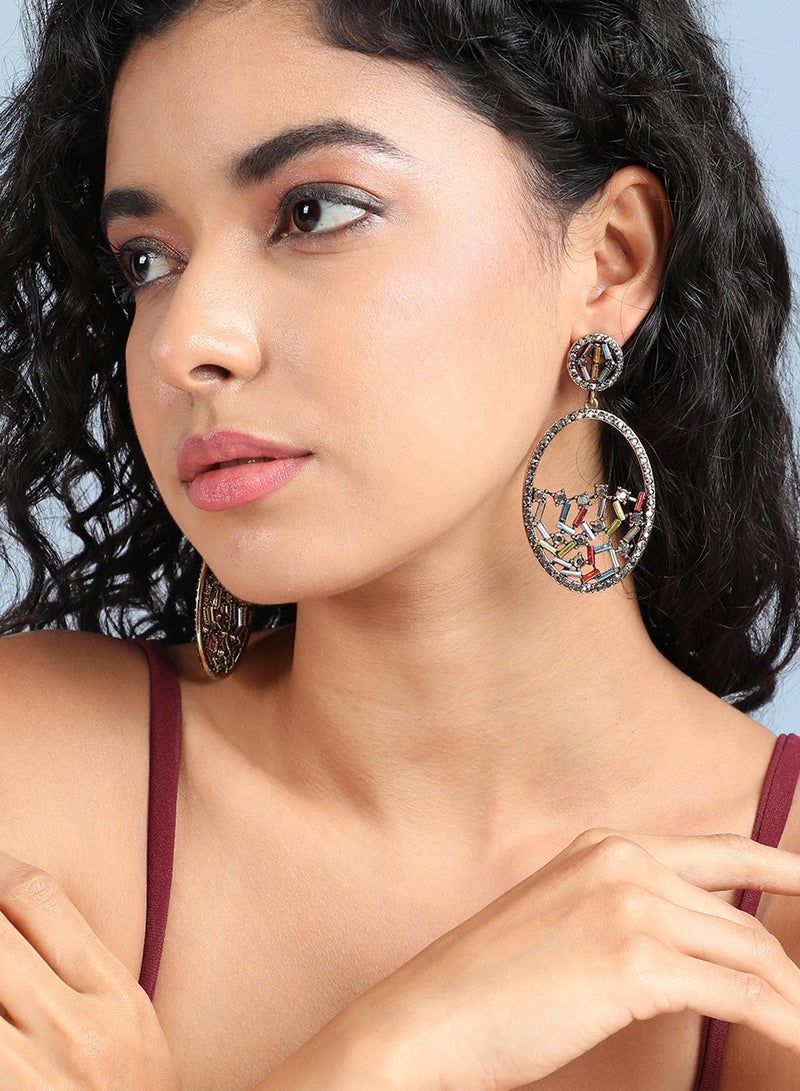 SOHI Circular Abstract Crystal Artificial Drop Earring Jewellery - Image 4
