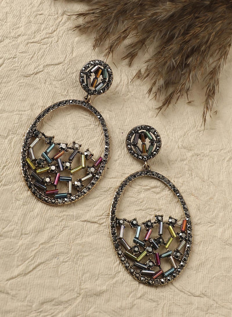 SOHI Circular Abstract Crystal Artificial Drop Earring Jewellery - Image 5