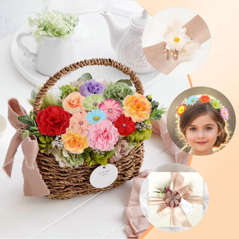 ATTGREAT 310Pcs Fake Flower Heads Mini Artificial Flower Bulk Silk Flowers for Decoration Small Faux Flower Heads Fabric Daisy Buds Floral for Crafts DIY Wedding Party Baby Shower Home Decor (Bright Colors) - Image 3