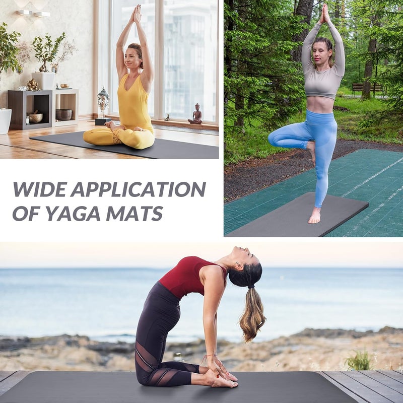 BalanceFrom حصيرة يوغا فاخرة بسماكة 1 إنش، رغوة NBR عالية الكثافة، حصيرة يوغا بسماكة 1 إنش لتوفير cushioning وحماية المفاصل، غير قابلة للانزلاق لتمارين البيلاتس، وصالة الألعاب الرياضية والتمارين - Image 5