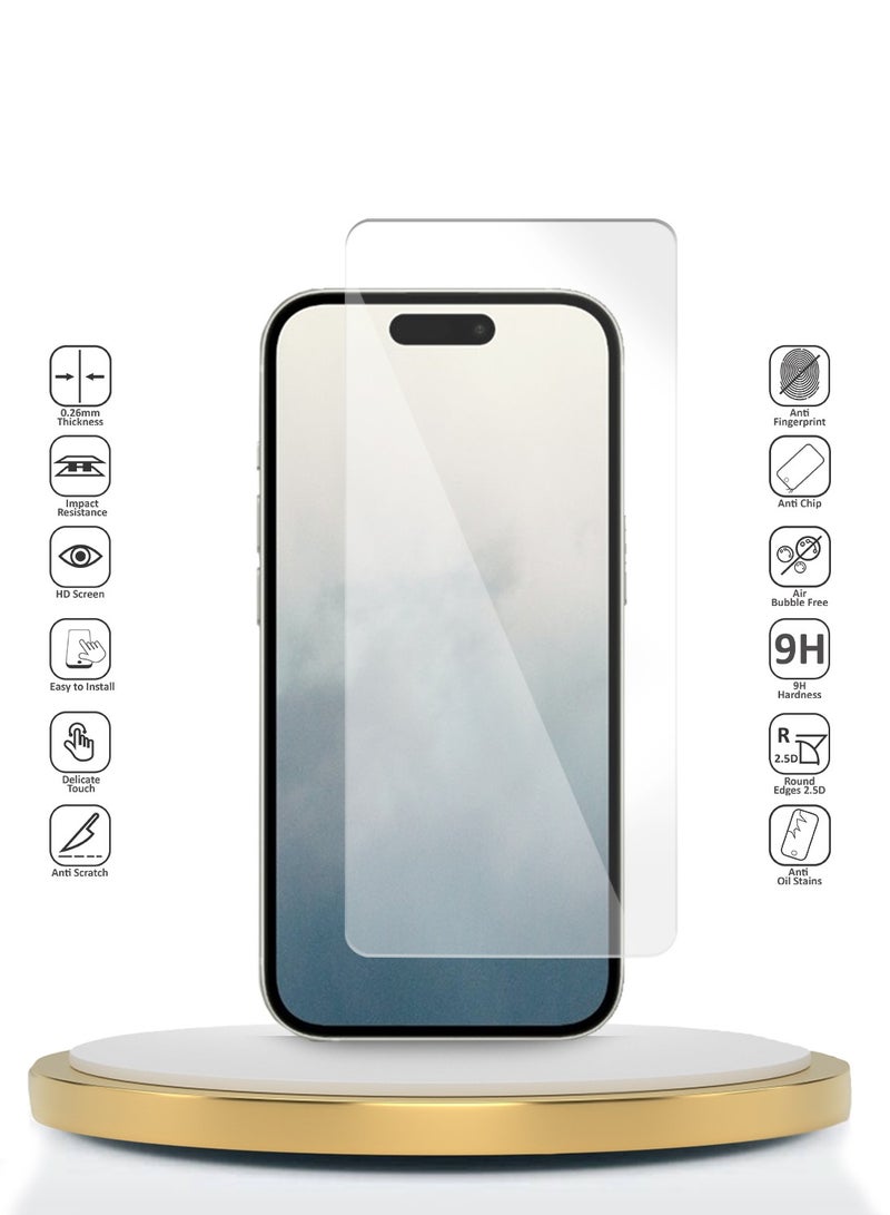 Wtech Apple iPhone 16 2024 WTech Premium Series Curved Edges 9H 2.5D Tempered Glass Screen Protector - Clear - Image 2