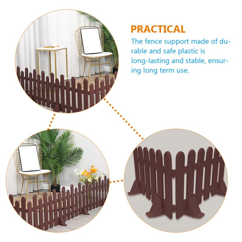 Brown Garden Fence Support Base 4 Pack Plastic Ground Stakes Landscape Edging - Image 4
