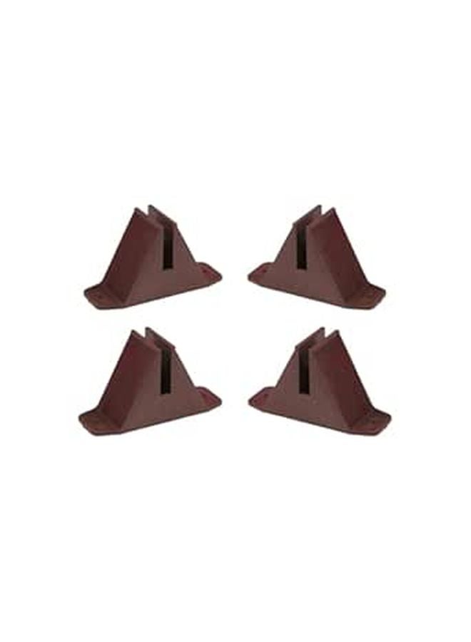 Brown Garden Fence Support Base 4 Pack Plastic Ground Stakes Landscape Edging - Image 1