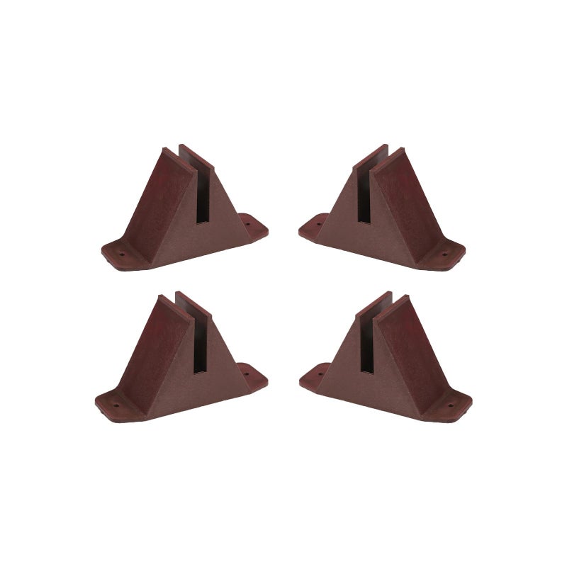 Brown Garden Fence Support Base 4 Pack Plastic Ground Stakes Landscape Edging - Image 2