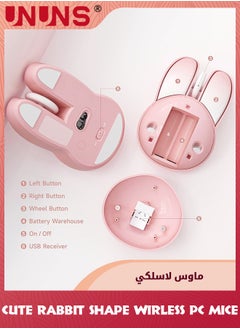 UNUNS Wireless Mouse,Cute Bunny Shaped Computer Mouse,2.4G Wireless Mice,Candy Colors,Lightweight Soundless Mouse,Kawaii Rabbit Mouse For Girls Kids,Pink Bunny  - Image 5