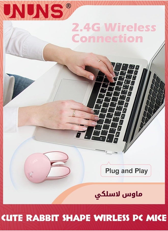 UNUNS Wireless Mouse,Cute Bunny Shaped Computer Mouse,2.4G Wireless Mice,Candy Colors,Lightweight Soundless Mouse,Kawaii Rabbit Mouse For Girls Kids,Pink Bunny  - Image 2