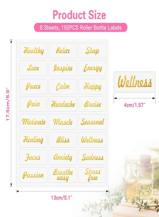 TESWEY 192Pcs Essential Oil Labels Stickers, Roller Bottle Labels for Essential Oils,Waterproof Self Adhesive Labels for Roller Bottles（24 Names, Small Size - Image 2