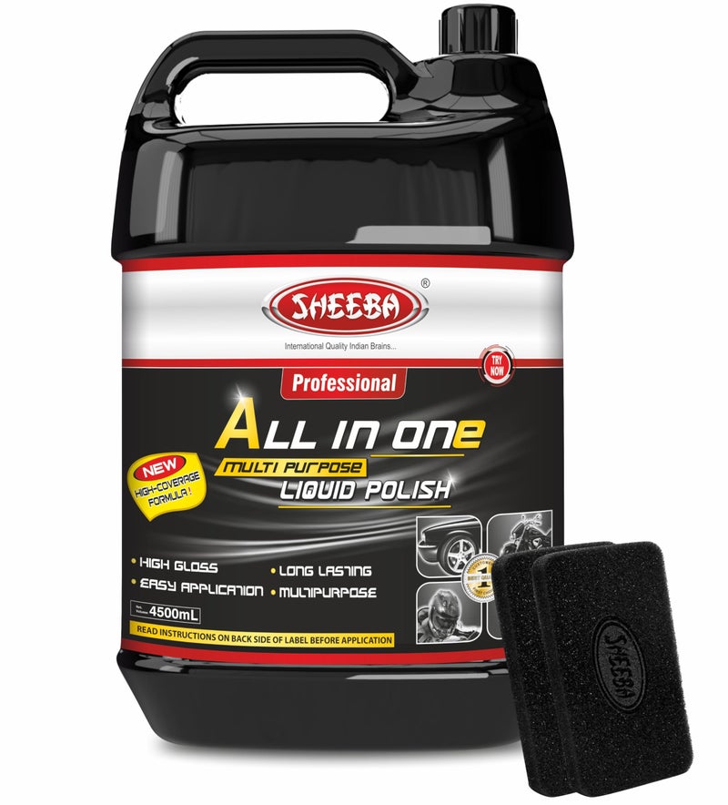 SHEEBA All in One Multipurpose Liquid Polish for Car, Motorbike, Scooter, Household, Office Care | High Gloss | Easy Application | For Interior & Exterior Surfaces -4500mL with Applicator Pad. - Image 1