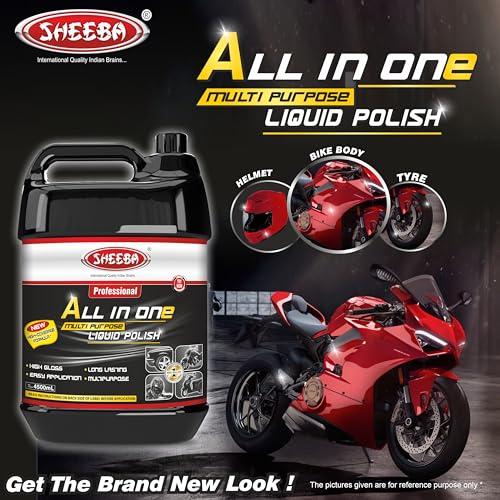 SHEEBA All in One Multipurpose Liquid Polish for Car, Motorbike, Scooter, Household, Office Care | High Gloss | Easy Application | For Interior & Exterior Surfaces -4500mL with Applicator Pad. - Image 3