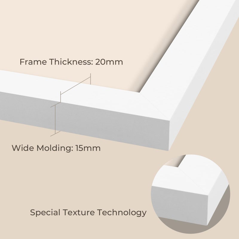 AUEAR  8x10 Picture Frames Set of 3  with Mat for 5x7 or 8x10 without Mat  Engineered Wood Photo Frames with Plexiglass  for Wall or Tabletop Display (White) - Image 4