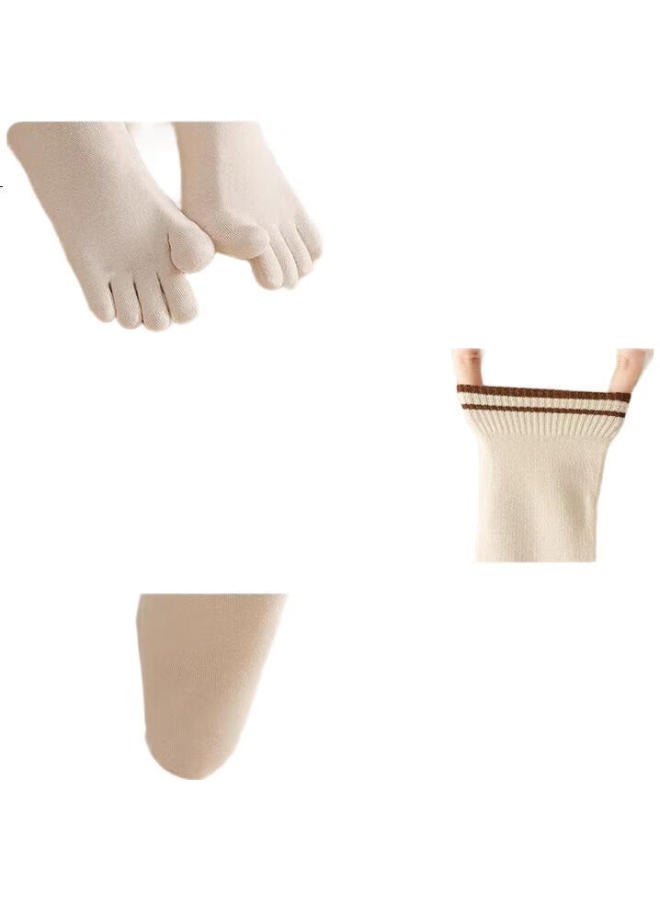 Madallo 3 Pairs Women'S Cotton Breathable Sweat-Absorbing Sports Yoga Toe Socks Anti-Odor Mid-Tube Summer Split Toe Socks - Image 2