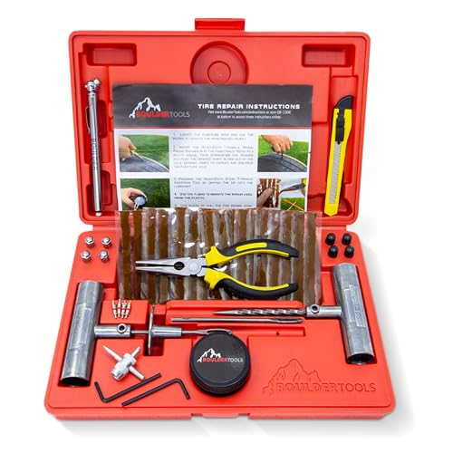Boulder Tools | Heavy Duty Tire Repair Kit - Flat Tire Patch Kit, Tools for Quick and Easy Repair - Tire Plugs Kit Suitable for Car, Truck, RV, SUV, ATV, Motorcycle, Tractor, Bike & Trailer - Image 5