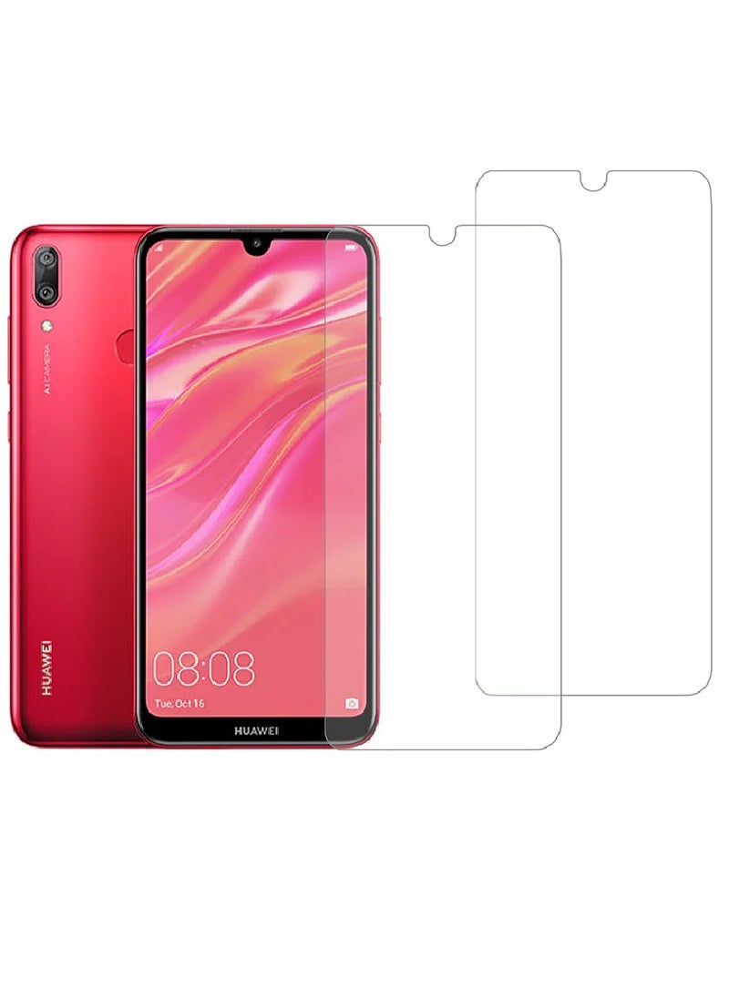 Super 2 Pieces Tempered Glass Screen Protector Designed For Huawei Y7 (2019) Full Screen Coverage And Bubble Free - Image 1