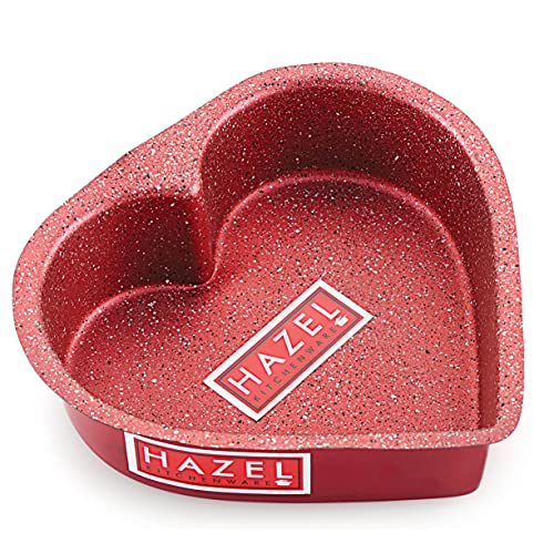 HAZEL Cake Mould Non Stick Mold | Heart Baking Pans 1/2kg Aluminized Steel 500 gm for Microwave Oven OTG Baking Pan (Red) - Image 1