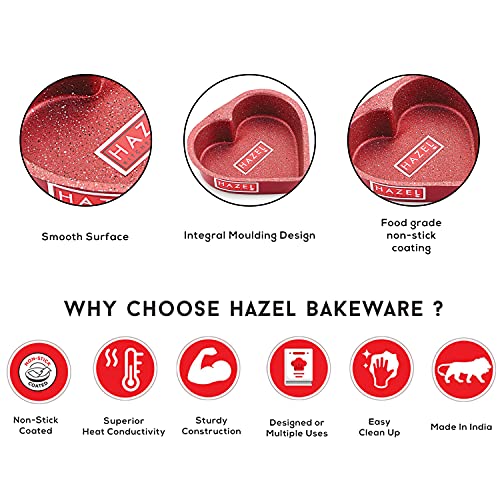 HAZEL Cake Mould Non Stick Mold | Heart Baking Pans 1/2kg Aluminized Steel 500 gm for Microwave Oven OTG Baking Pan (Red) - Image 3