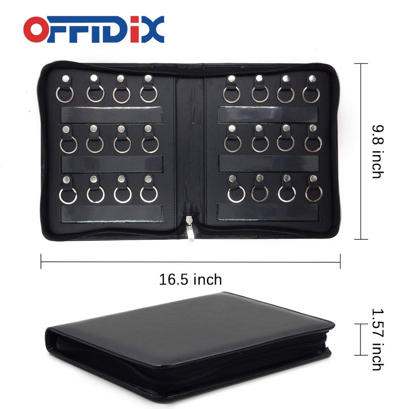 OFFIDIX Portable Zippered Key Case,Leather Portable Key Cabinet 24 Key Hooks Key Organizer,Manager & Landlord Key Holder, Business Padfolio for Real Estate Sales,Hotel Executives, Car Service - Image 2