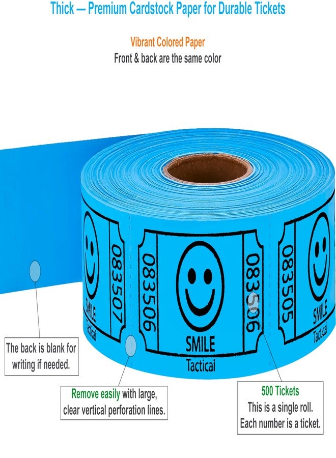 Tacticai 200 Blue Smile Raffle Tickets (8 Colors Available), Single Roll, 2" X 1" Ticket For Events, Entry, Class Reward, Fundraiser & Prizes - Image 2