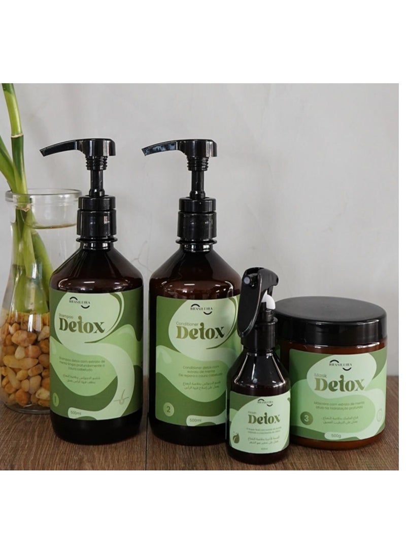 BrasileirA Detox Hair Care Set for Dandruff Removal & Scalp Purification with Mint, Lemon & Ginger Extracts – 500 ml - Image 2