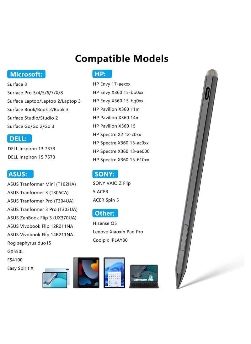 Generic - Surface Pen, Microsoft Surface Pen Magnetic, 4096 Pressure Sensitivity, Rechargeable and Palm Rejection, Surface Pro Pen 8/X/7/6/5/4/3, Surface 3/Go/Book/Laptop/Studio, ASUS, HP, DELL - Image 1