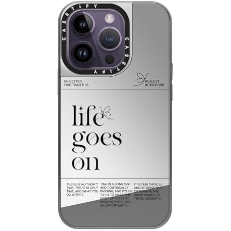 Casetify Mirror Case for iPhone 14 Pro Compatible with Magsafe - Life Goes On - Silver on Silver - Image 2