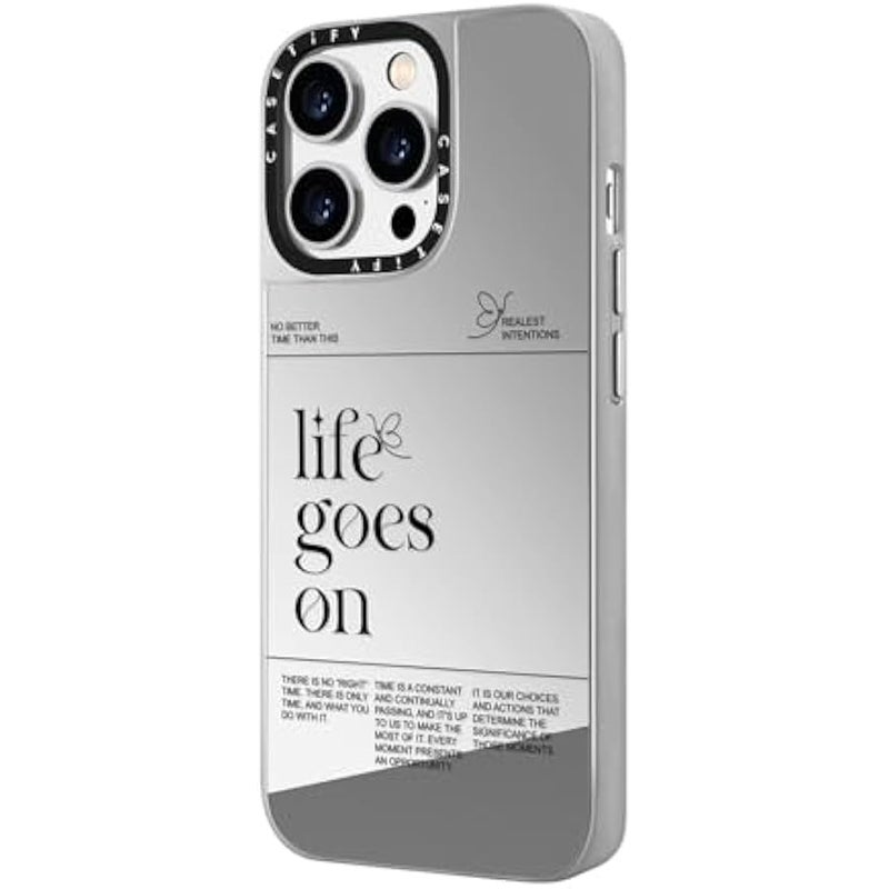 Casetify Mirror Case for iPhone 14 Pro Compatible with Magsafe - Life Goes On - Silver on Silver - Image 5