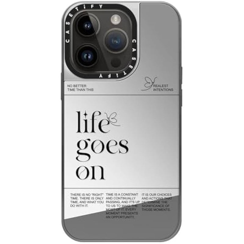 Casetify Mirror Case for iPhone 14 Pro Compatible with Magsafe - Life Goes On - Silver on Silver - Image 3