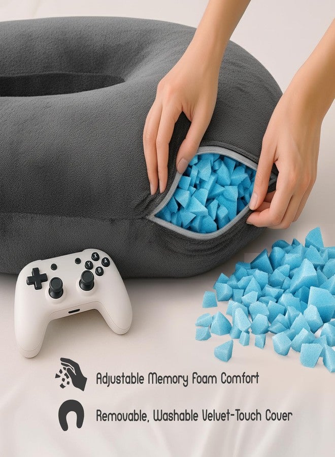 ميلو وسادة حضن ميلو للقراءة - وسادة ألعاب من إسفنج الذاكرة للحضن، والكروشيه، والأعمال اليدوية، والحياكة، ودعم الكوع والذراع للراحة على الأريكة والسرير (رمادي غامق، قياسي) - Image 2