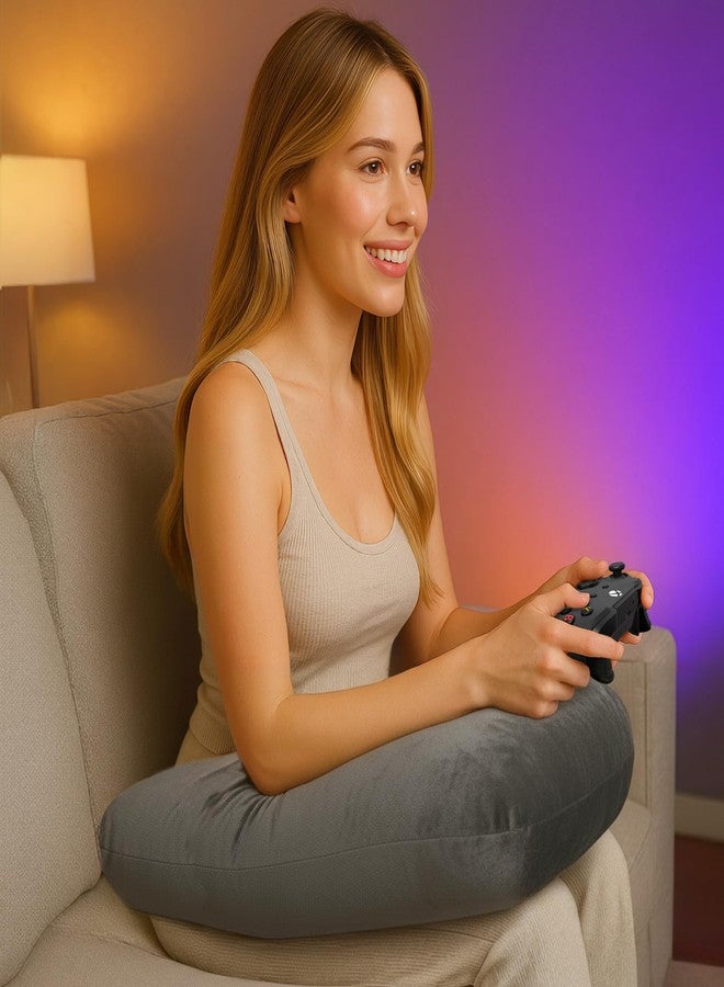 ميلو وسادة حضن ميلو للقراءة - وسادة ألعاب من إسفنج الذاكرة للحضن، والكروشيه، والأعمال اليدوية، والحياكة، ودعم الكوع والذراع للراحة على الأريكة والسرير (رمادي غامق، قياسي) - Image 1