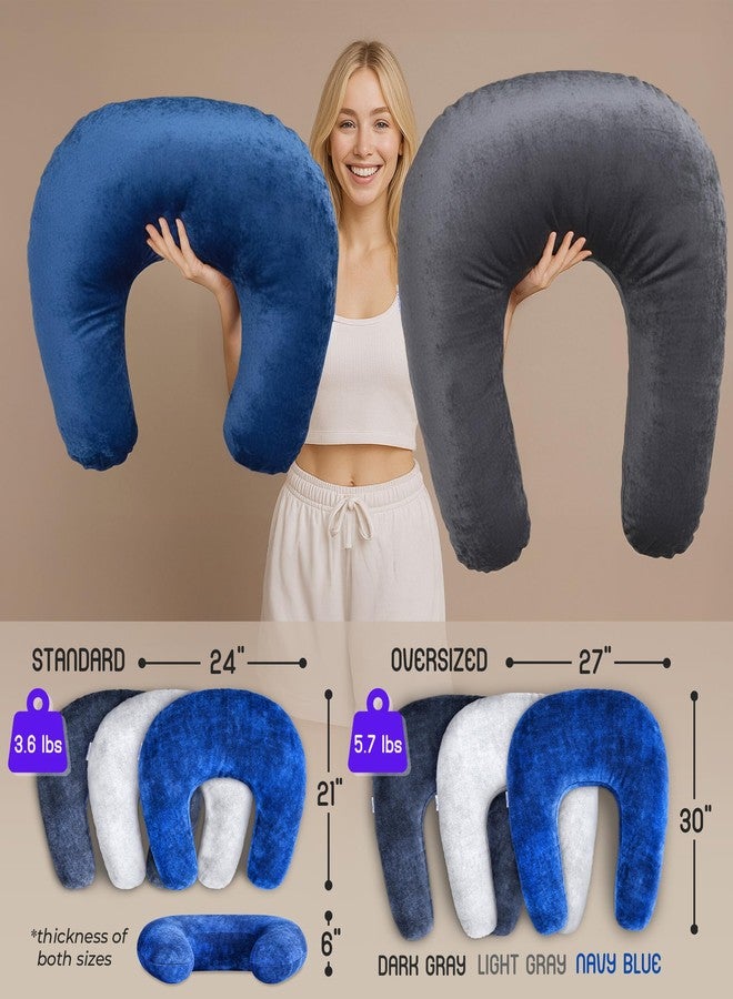 ميلو وسادة حضن ميلو للقراءة - وسادة ألعاب من إسفنج الذاكرة للحضن، والكروشيه، والأعمال اليدوية، والحياكة، ودعم الكوع والذراع للراحة على الأريكة والسرير (رمادي غامق، قياسي) - Image 3