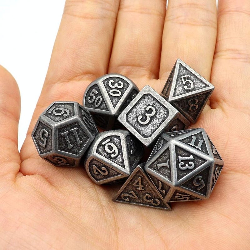 Haxtec Antique Iron Metal Dice Set 7 Die D&D Dice for DND Dungeons and Dragons TTRPG - Image 5
