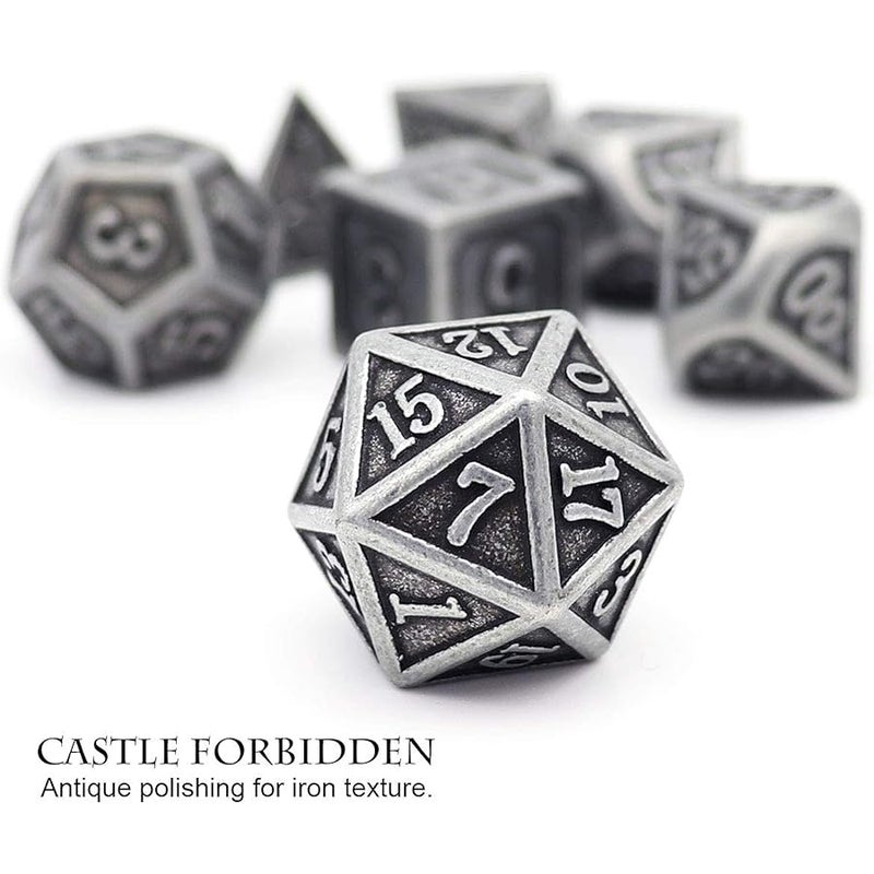 Haxtec Antique Iron Metal Dice Set 7 Die D&D Dice for DND Dungeons and Dragons TTRPG - Image 3