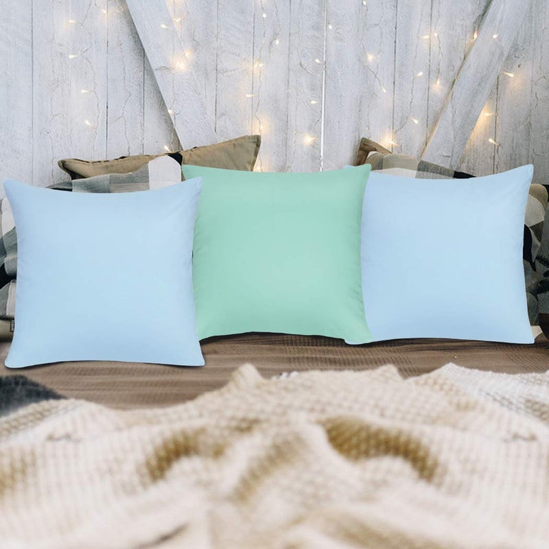Coddsmz 6 Pack Decorative 100% Cotton Pillow Covers Square Cushion Cover Solid DIY Throw Pillowcase for Home Bed Sofa Halloween Christmas Light Blue 6 Pack-18"" x 18""/45x45cm - Image 3