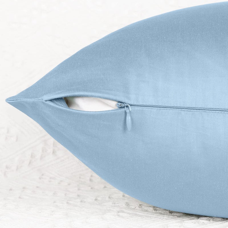 Coddsmz 6 Pack Decorative 100% Cotton Pillow Covers Square Cushion Cover Solid DIY Throw Pillowcase for Home Bed Sofa Halloween Christmas Light Blue 6 Pack-18"" x 18""/45x45cm - Image 4