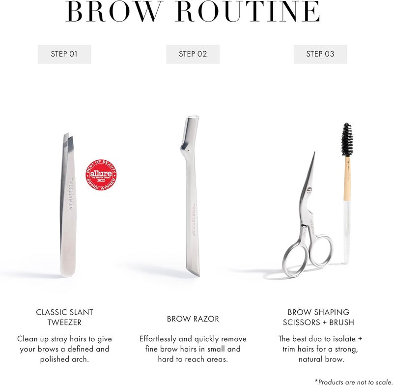 Tweezerman Brow Shaping Scissors and Brush - Stainless Steel Eyebrow Trimming Scissors for Women and Men - Image 4