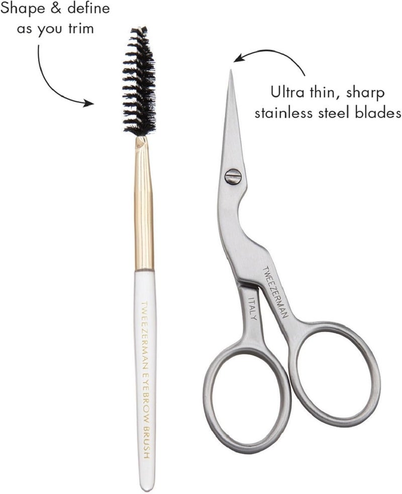Tweezerman Brow Shaping Scissors and Brush - Stainless Steel Eyebrow Trimming Scissors for Women and Men - Image 5