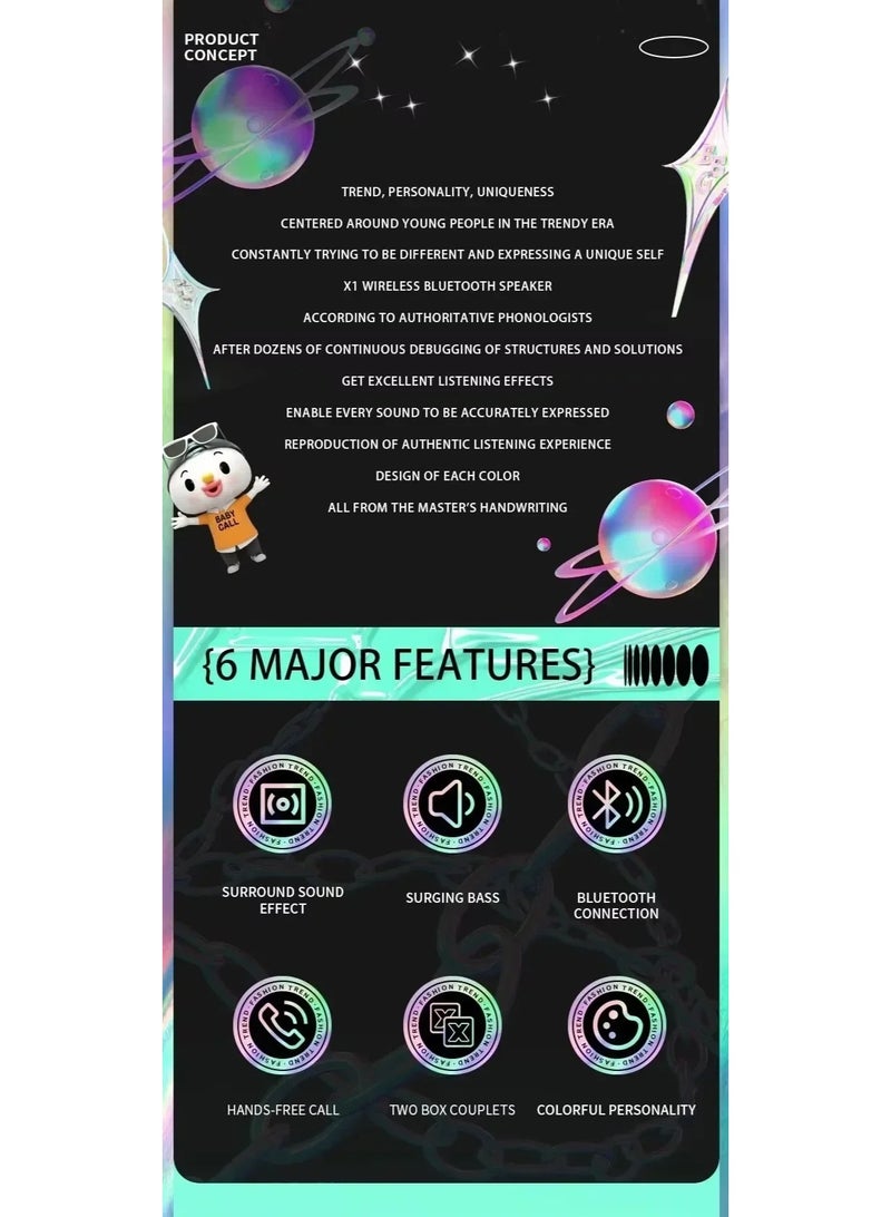 Wireless Speaker Gaming Speaker X1 Multi function Party smart Speaker Outdoor TWS Small Music Player mini portable - Image 4