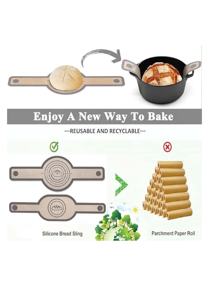 erorex Pcs Silicone Bread Sling Oval and Round Non-Stick & Easy Clean Silicone Bread Mat for Dutch Oven, with Long Handles Bread Baking Accessories Easy to Transfer Sourdough Bread  - Image 4