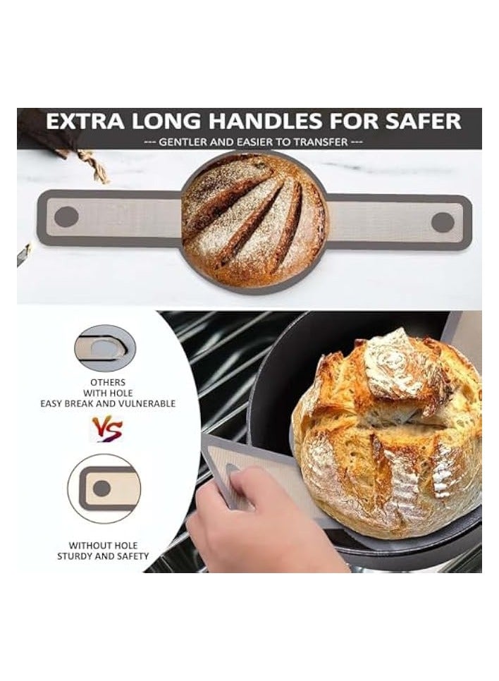 erorex Pcs Silicone Bread Sling Oval and Round Non-Stick & Easy Clean Silicone Bread Mat for Dutch Oven, with Long Handles Bread Baking Accessories Easy to Transfer Sourdough Bread  - Image 2
