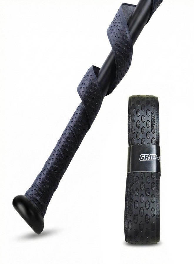 جريب-أن-ريب شريط لاصق Grip-N-Rip 1.1 مم، غلاف صناعي ناعم الملمس لمضارب البيسبول والسوفتبول - متين، يسمح بمرور الهواء، مقبض بديل مريح (أسود) - Image 1