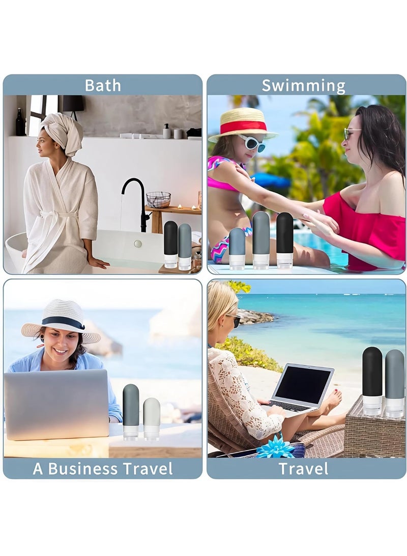 ATRJSZ 16 Pack Travel Bottles for Toiletries, Original Patented, TSA Approved Travel Size Containers, Leak Proof Silicone Shampoo and Conditioner Bottles Women & Men, Airplane Cruise Essentials, Black - Image 4