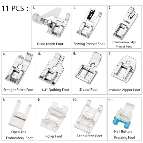 SZBZ 11Pcs Presser Feet, Sewing Machine Kit Household DIY Spare Parts Accessories for Sewing Machine Brother Singer Janome Toyota - Image 2