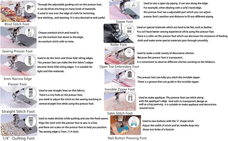 SZBZ 11Pcs Presser Feet, Sewing Machine Kit Household DIY Spare Parts Accessories for Sewing Machine Brother Singer Janome Toyota - Image 3
